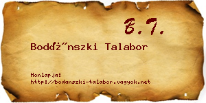 Bodánszki Talabor névjegykártya